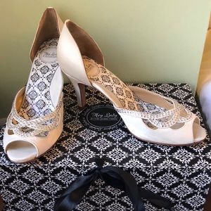 Off white high heel wedding shoes